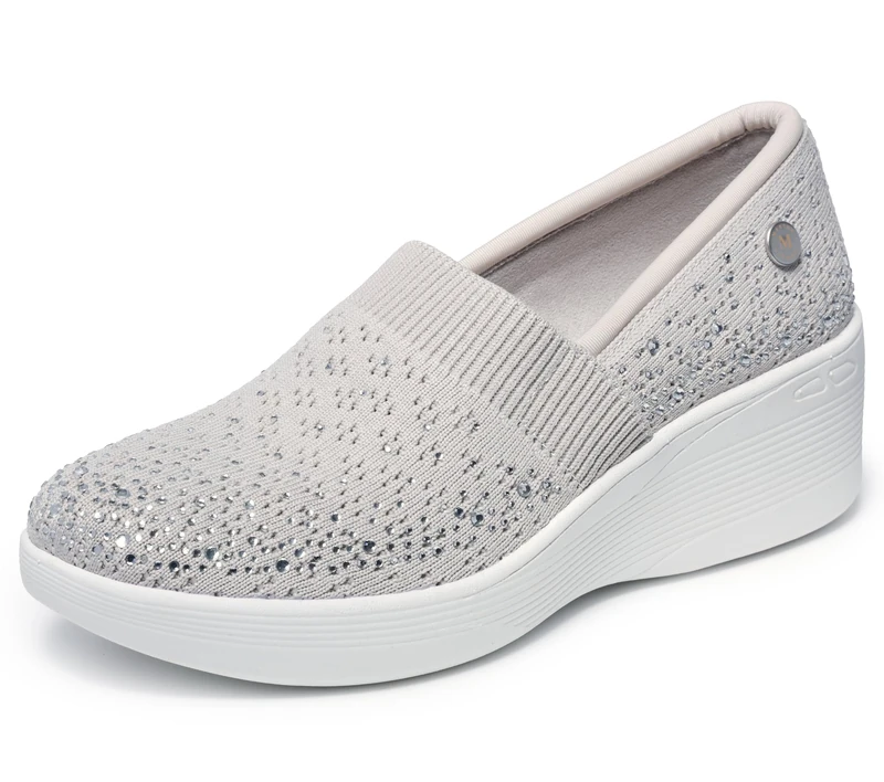 Skechers Women's Martha Stewart Pier Lite-Reflection Loafer, Light Grey Silver, 3.5 UK
