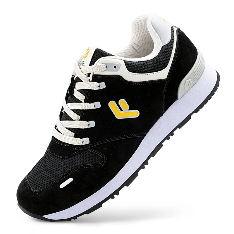 FitVille Mens Extra Wide Classic Trainers,Lightweight Breathable Trainers Running Walking Shoes for Flat Feet- ArchPower Sneakers Black Black UK 8.5