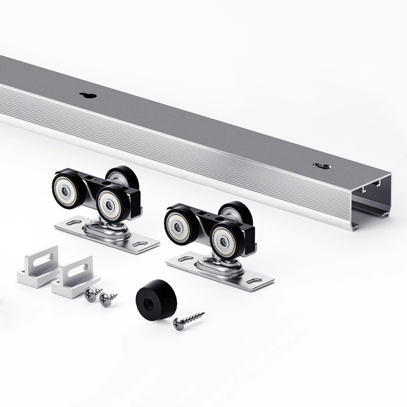 EaseLife 6FT/72in Sliding Pocket Door Hardware Kit,Commercial Grade,Aluminum Box Rail Kit,Slide Smoothly Quietly,Easy Install,No Door (68.5in Track for 24"~36" Wide Single Door)