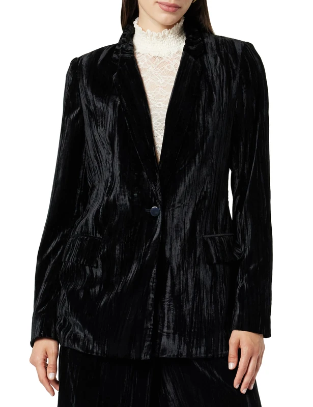 The Drop Women's Blake Long Blazer, Black Velvet, XL