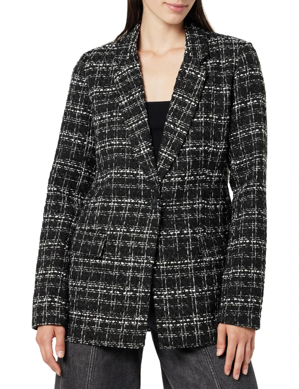 The Drop Women's Blake Long Blazer, Black Boucle, XXS