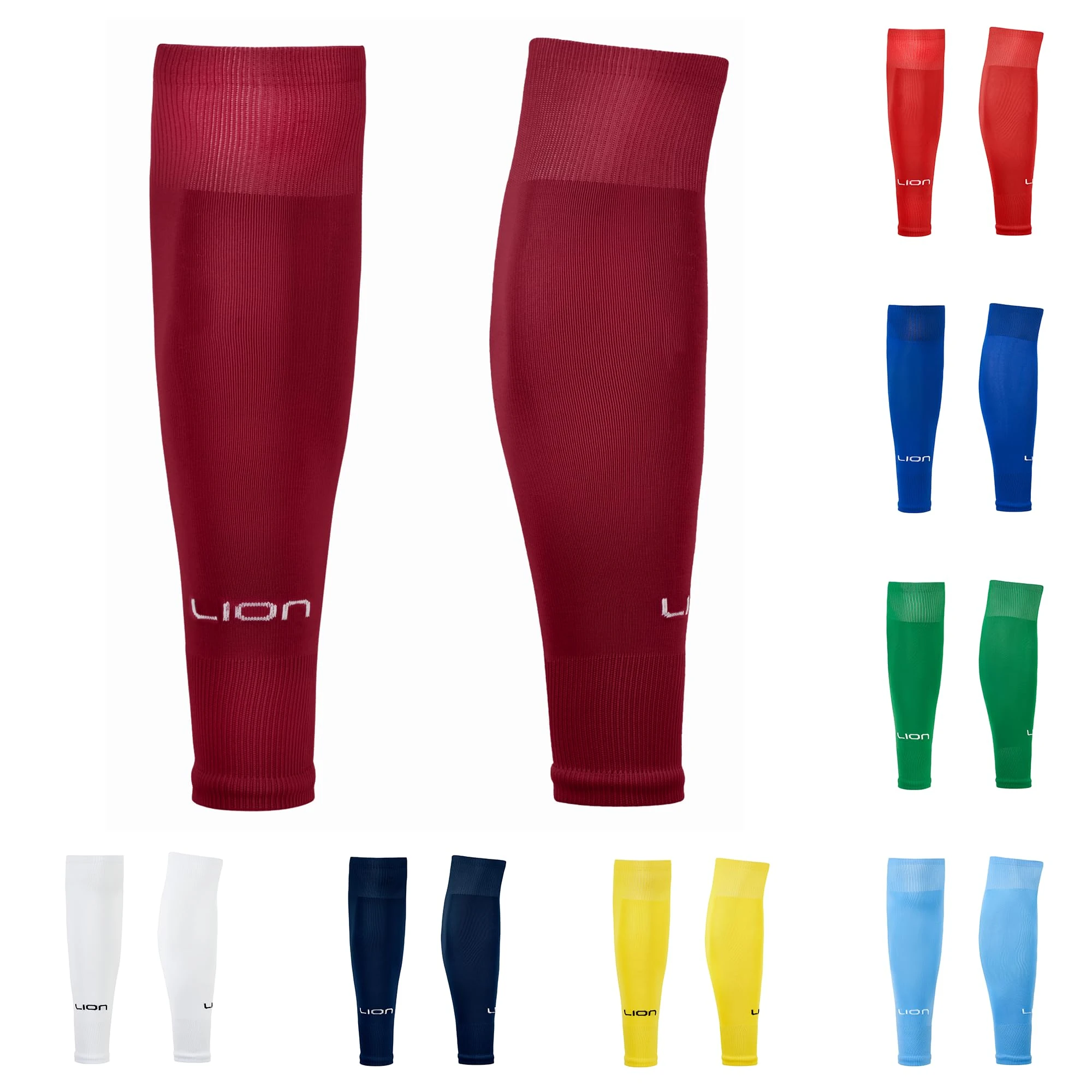 Football Sock Sleeves To Accompany Grip Socks - Fits Over Calf/Shin Pads - Variety Of Colours To Match Your Team Kit (Burgundy)