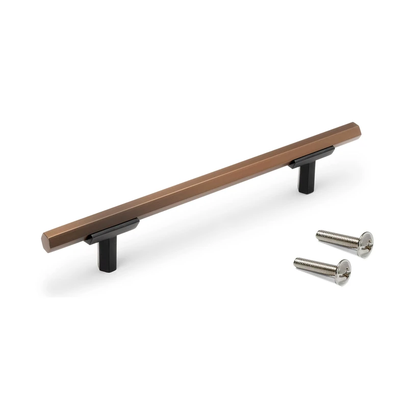 Emuca - Riad Furniture Handle, 128 mm Interaxis (5 inch), L 168mm (6,6 inch), Bronzed, Aluminium, 5 un