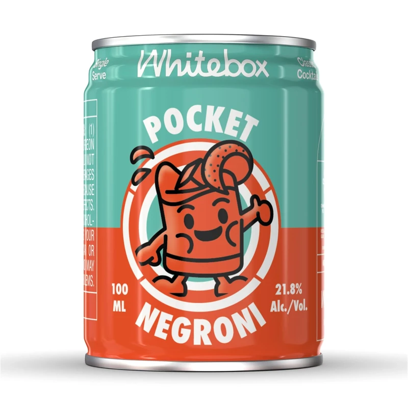 WHITEBOX COCKTAILS Single Serve Classic Pocket Negroni — Single Cocktail Can | Classic Full Strength Negroni Cocktail | Pre-mixed Cocktails Ready To Drink 1x100ml