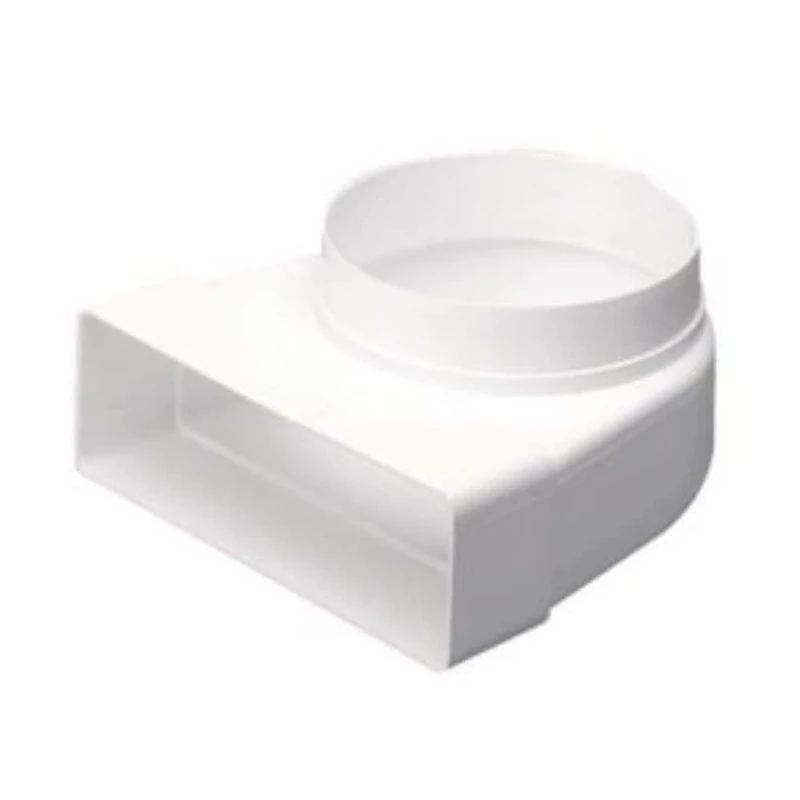 Brookvent Flat Rigid PVC Duct - 204x60-125mm - Elbow Bend Air Valve Adapter (Box of 16)