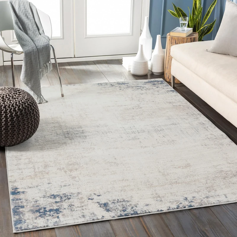 Livabliss Utrecht Abstract Rug - Area Rugs Living Room 140x200 cm, Dining Room, Lounge, Kitchen, Bedroom - Modern Marble Large Rug, Soft Luxurious Easy Care Medium Pile, Ivory, Grey and Blue