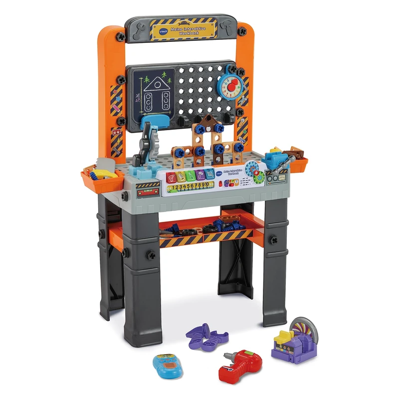 VTech My Interactive Workbench - With 60 Accessories and Realistic Sound Effects, Light Effects and Learning Content on Colours and Shapes - For Children Aged 3-7 Years