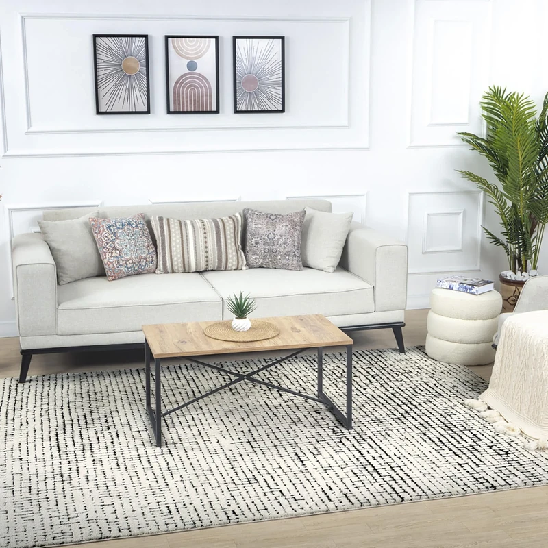 Livabliss Zadar Abstract Rug - Area Rugs Living Room 200x275 cm, Dining Room, Lounge, Kitchen, Bedroom - Modern Marble Large Rug, Soft Luxurious Easy Care Medium Pile, Black and Cream