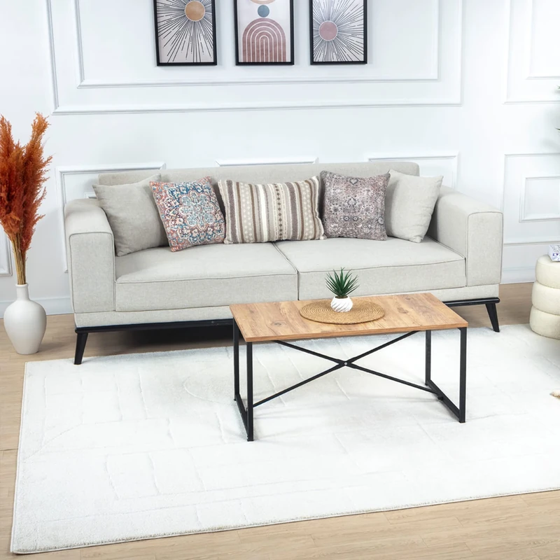 Livabliss Rundvik Abstract Rug - Area Rugs Living Room 200x275 cm, Dining Room, Lounge, Kitchen, Bedroom - Modern Marble Large Rug, Soft Luxurious Easy Care Medium Pile, Cream