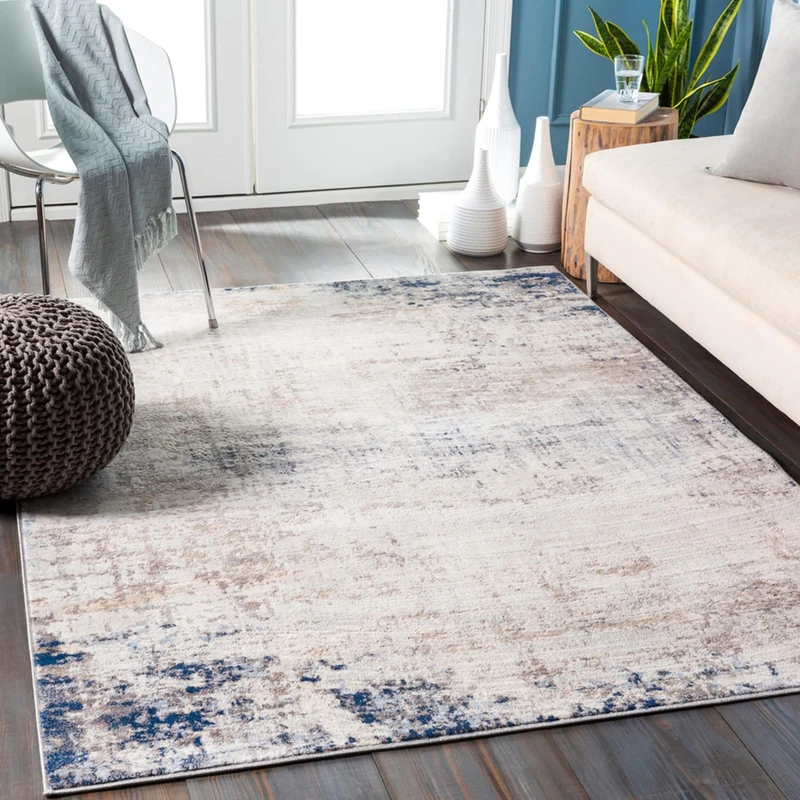 Livabliss Utrecht Abstract Rug - Runner Rugs Living Room 80x150 cm, Hallway, Dining Room Area - Modern Marble Large Rug, Soft Luxurious Easy Care Medium Pile, Ivory, Grey and Blue