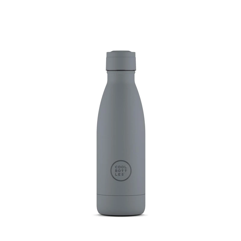Cool Bottles - Stainless Steel Water Bottle - 350 ml - Pastel Grey - 25 x 7 cm - Airtight Thermal Bottle - Cold 36 Hours and hot 18 Hours - Triple-Cool Technology - BPA Free