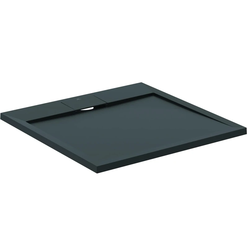 Ideal Standard - Ultra Flat S i.Life, Square Shower Tray 80x80 in Resin, Waste with Hidden Drain, Matt Finish Stone Effect, Black