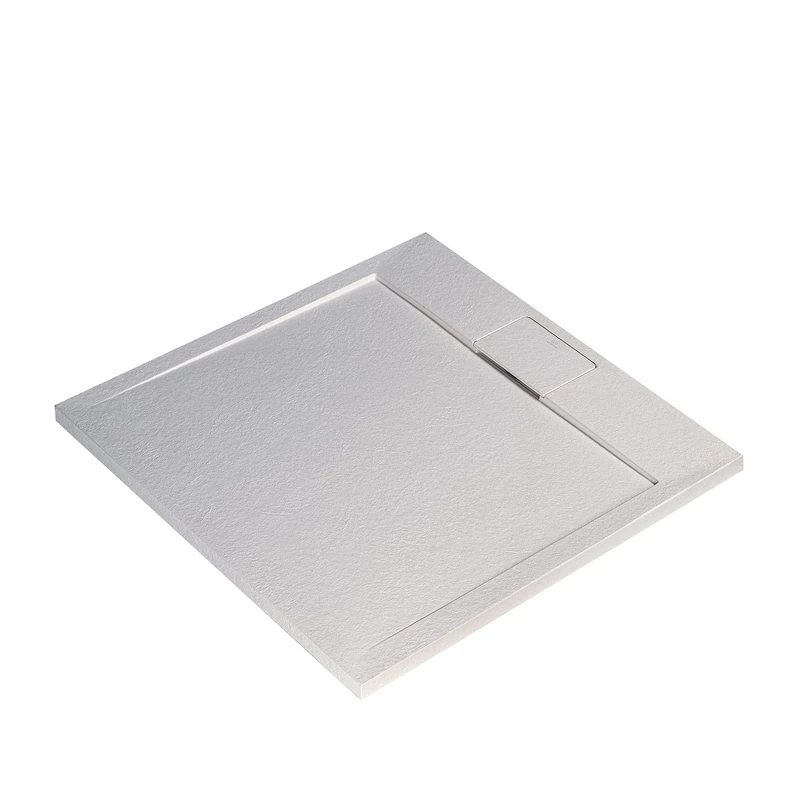Ideal Standard - Ultra Flat S i.Life, Square Shower Tray 90x90 in Resin, Waste with Hidden Drain, Matt Finish Stone Effect, White - Image 1