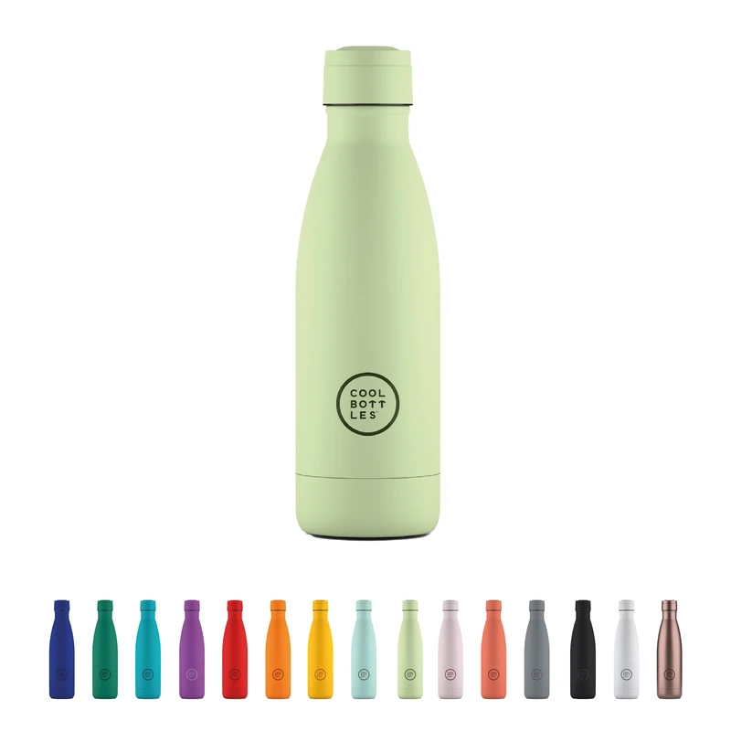 Cool Bottles - Stainless Steel Water Bottle - 350 ml - Pastel Green - 23.5 x 7 cm - Airtight Thermal Bottle - Cold Drinks 36 H and Hot 18 H - Triple-Cool Technology - BPA Free