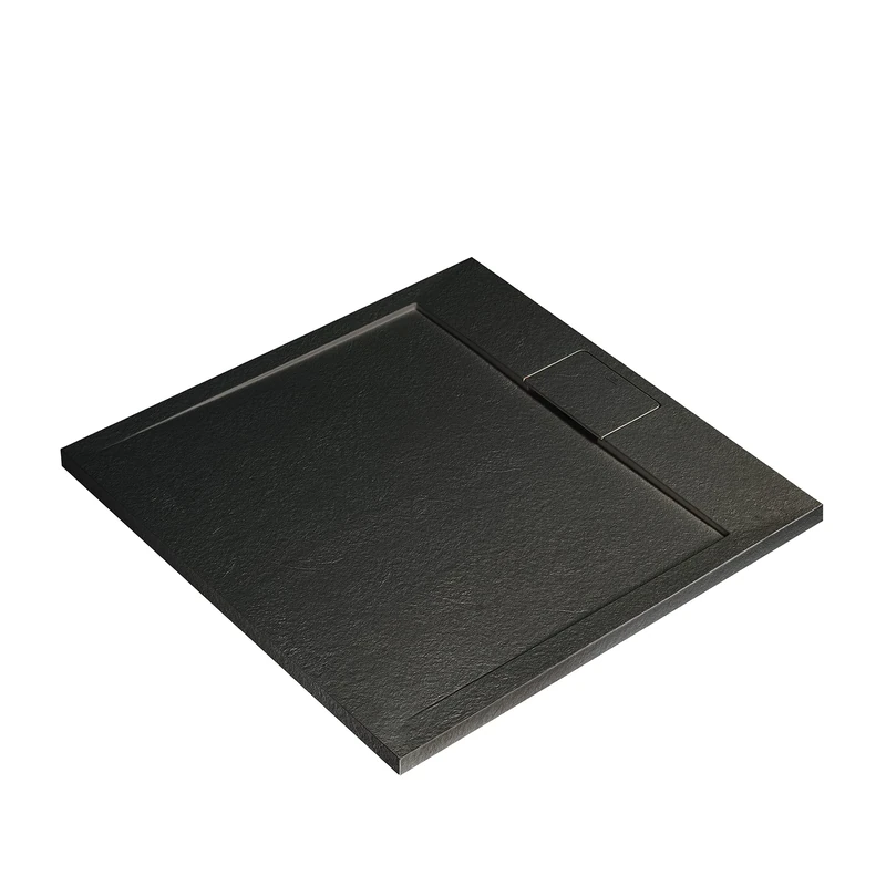 Ideal Standard - Ultra Flat S i.Life, Square Shower Tray 90x90 in Resin, Waste with Hidden Drain, Matt Finish Stone Effect, Black