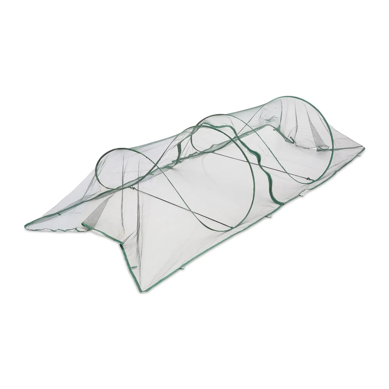 Relaxdays Plant Tunnel, 2.5 m, Pop Up Greenhouse, Vegetable & Strawberry, against Pests, Gardening, Foldable, Dark Green