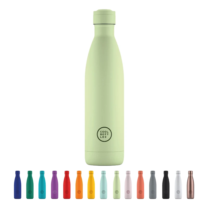 Cool Bottles - Stainless Steel Bottle - 500 ml - Pastel Green - 30.5 x 8 cm - Insulated Bottle - Cold Drinks - 36 Hours - Hot Drinks - 18 Hours - Triple-Cool Technology - BPA Free