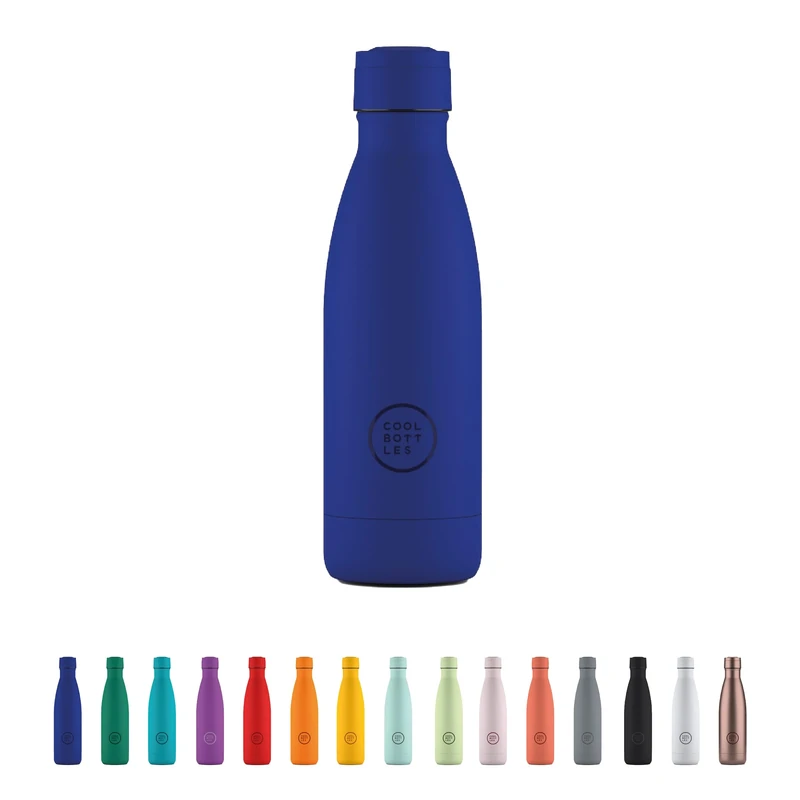 Cool Bottles - Stainless Steel Water Bottle - 350 ml - Vivid Blue - 23.5 x 7 cm - Airtight Thermal Bottle - Cold Drinks 36 Hours and Hot 18 Hours - Triple-Cool Technology - BPA Free