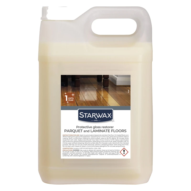 STARWAX - Protective Gloss Restorer for Parquet and Laminate Floors - Protects, Shines and Conceals Scratches - Anti-Stain and Anti-Wear - 5L - Up To 150m²