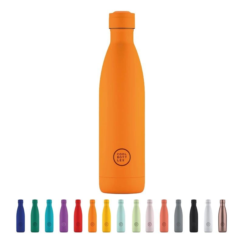 Cool Bottles - Stainless Steel Water Bottle - 750 ml - Vivid Orange - 30.5 x 7 cm - Airtight Thermal Bottle - Cold Drinks 36 H and Hot 18 H - Triple-Cool Technology - BPA Free
