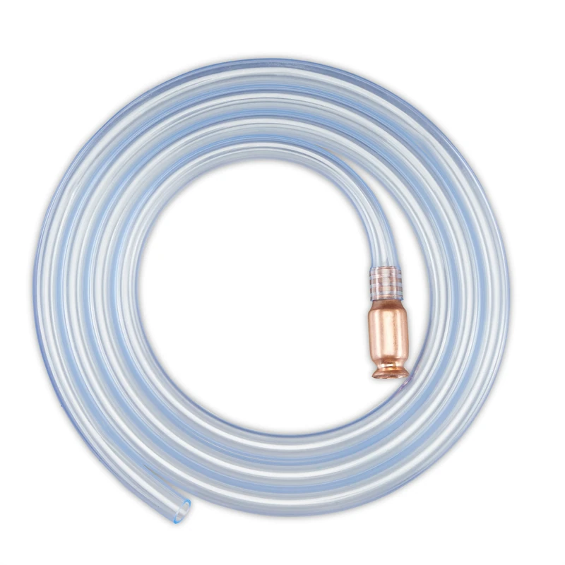 Relaxdays Syphon Hose, 240cm Length, Self-Priming, Transfer Petrol & Diesel, Glass Valve, Pipe, Shaker Pump, Transparent