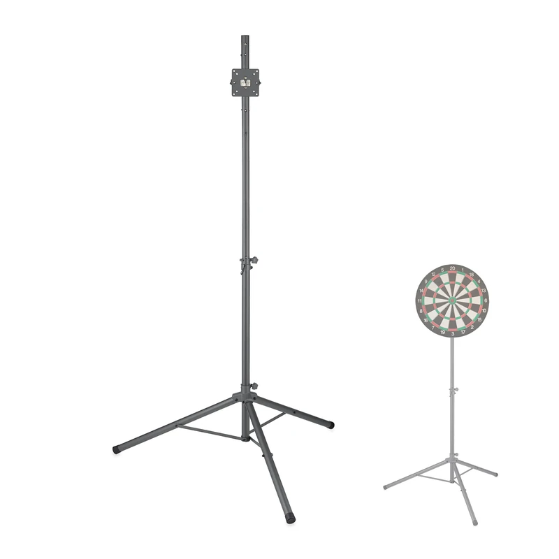 Relaxdays Dartboard Stand, Height Adjustable, 147-210 cm, Tripod, Equipment, Holder, Accessories, Foldup, Portable, Grey - Image 1