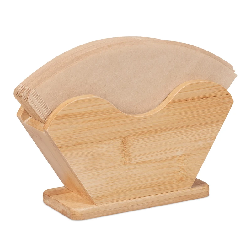 Relaxdays Coffee Filter Holder, Bamboo, for Sizes 2 & 4, Natural (1.0 count, Taper, 10 x 18 x 6 cm, 210 g)