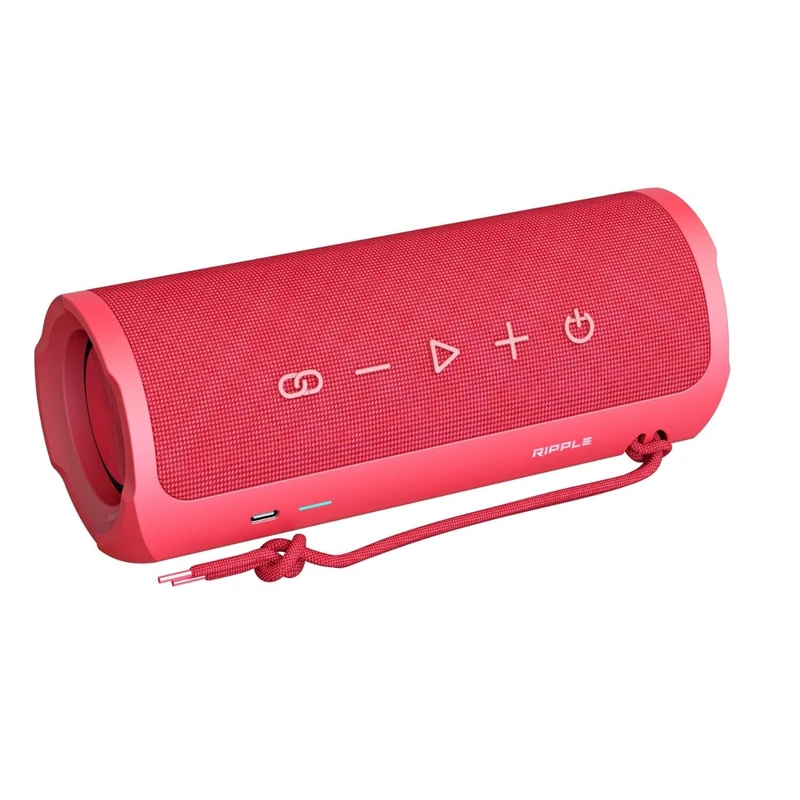 HiFuture Ripple 30W Portable Bluetooth Speaker – Red | IPX7 Waterproof, 12H Playtime, TWS Pairing, Bass Boost, USB-C Charging, Rugged Design