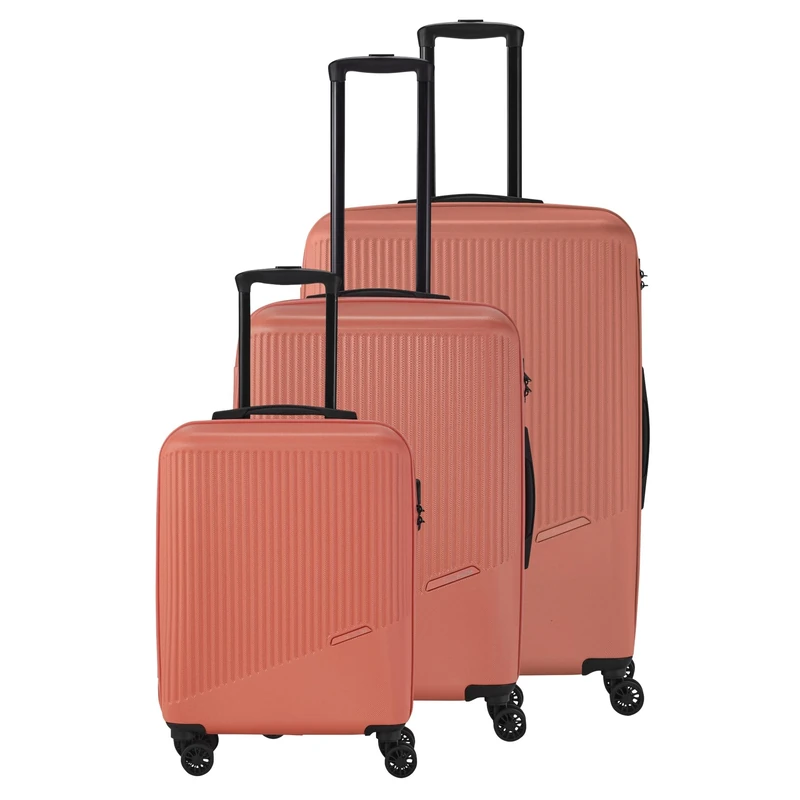 travelite 4-wheel suitcase set 3 pieces sizes L/M/S, BALI: ABS hard-shell trolleys with TSA combination lock (hand luggage cases without TSA)