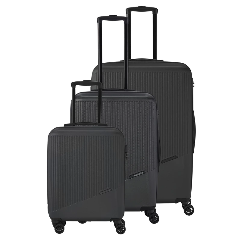 travelite 4-wheel suitcase set 3 pieces sizes L/M/S, BALI: ABS hard-shell trolleys with TSA combination lock (hand luggage cases without TSA)