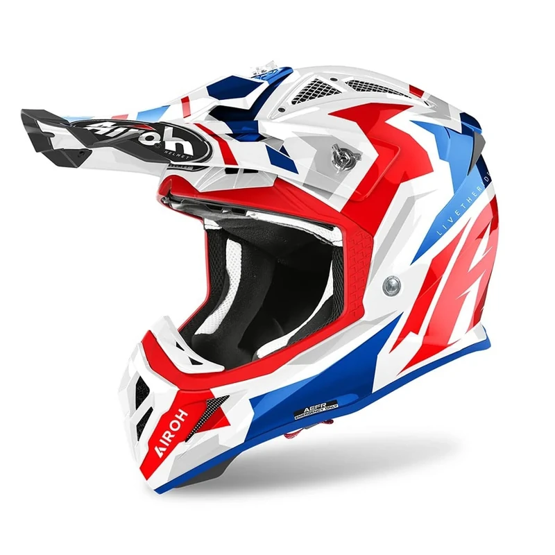 Airoh Motorcycle Helmet Aviator Ace Swoop Red/Blue Gloss M
