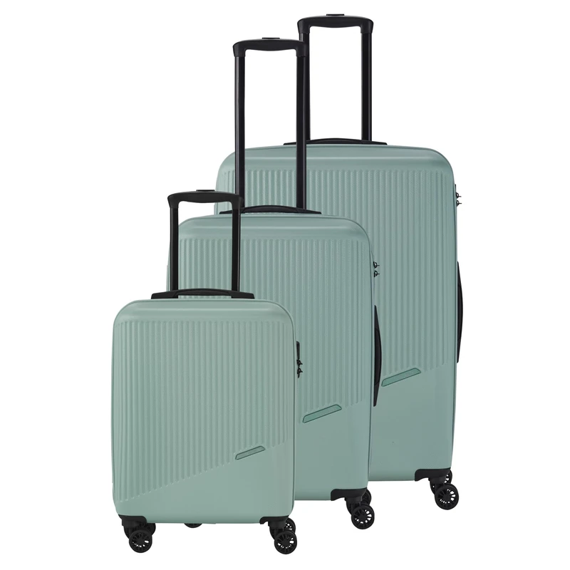 travelite 4-wheel suitcase set 3 pieces sizes L/M/S, BALI: ABS hard-shell trolleys with TSA combination lock (hand luggage cases without TSA)