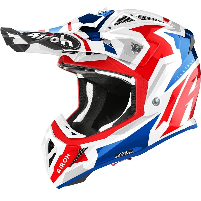 Airoh Motorcycle Helmet Aviator Ace Swoop Red/Blue Gloss L