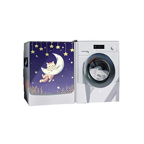 Odot Washer Dustproof Cover Front Load, Washing Machine Dryer Protector Sunscreen Waterproof Tumble Dryer Case Protective Cover for Most Front Loadi (XXL,Moon and stars)