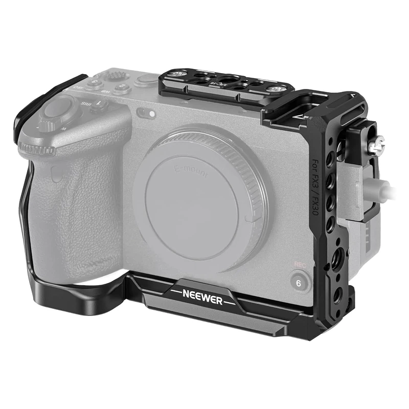 NEEWER FX3/FX30 Cage Camera Cage with HDMI Cable Clamp, NATO Rail, 3/8 Inch ARRI Positioning Holes, 1/4 Inch Thread Compatible with Sony FX3 FX30 Original XLR Handle, Compatible with DJI RS2 RS3