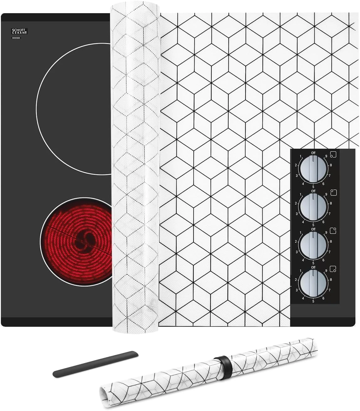 Kitchenraku Hob Cover 78.0X52cm, Electric Ceramic Induction Glass Hob Cover for Electric Cookers to Protect from Scratches (61X53cm)