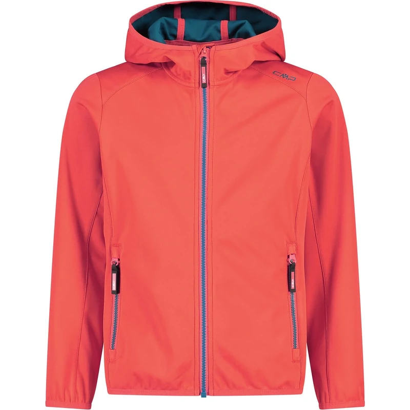 CMP - Children's Light Softshell Jacket with Fixed Hood, Campari, 176