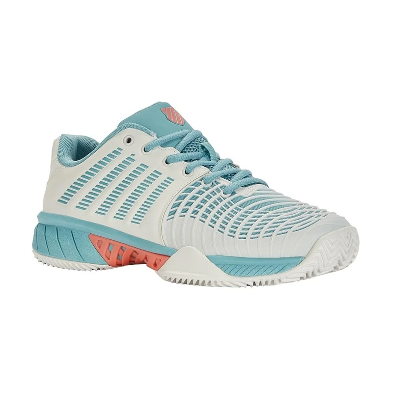 K-Swiss Women's Express Light 3 HbTennis Shoe, Blanc De Blanc Nile Blue Desert Flower, 6.5 UK
