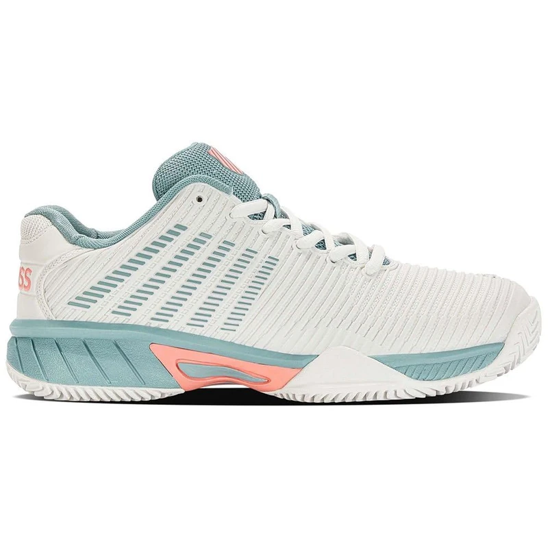 K-Swiss Hypercourt Express 2 HB Tennis Shoe, Blanc De Blanc Nile Blue Desert Flower, 4.5 UK