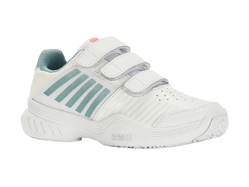 K-Swiss Girls' Court Express Strap Omni Tennis Shoe, White Nile Blue Desert Flower, 10 UK Child