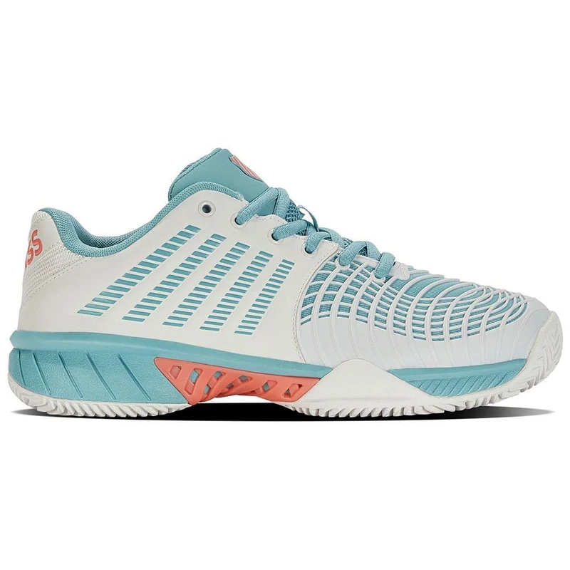 K-Swiss Women's Express Light 3 Hb Tennis Shoe, Blanc De Blanc Nile Blue Desert Flower, 5.5 UK