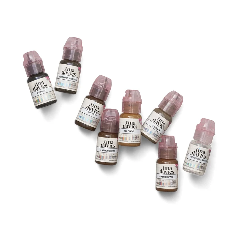 Tina Davies Professional Bolder Brown Brow Pigment Collection - Permanent Eyebrow Makeup - Colours Heal True to Tone - Includes Colour Chart - 8 x 15ml bottles