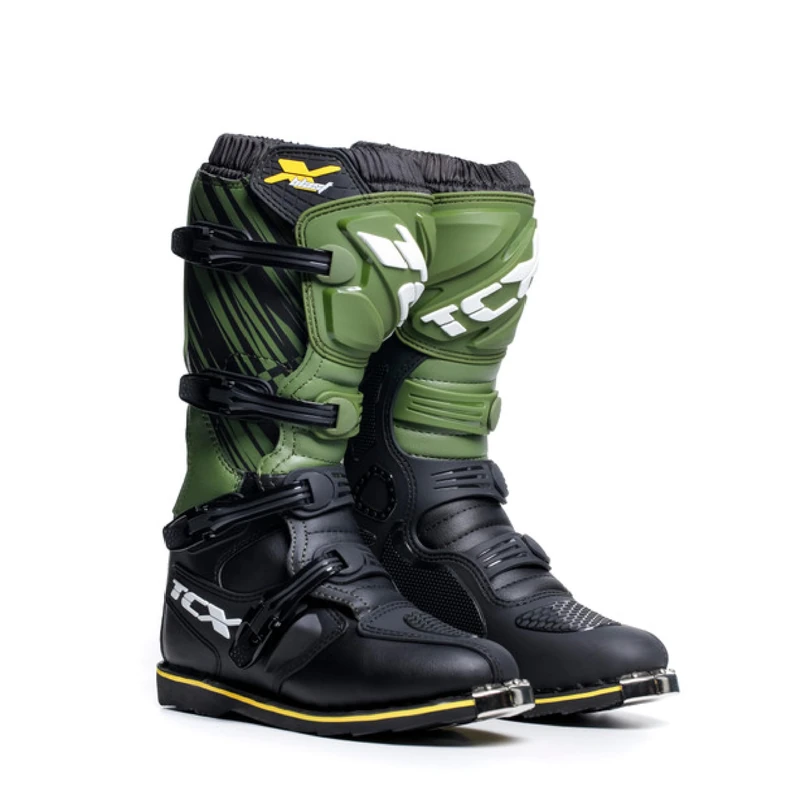 TCX Men's Motocross and Enduro Boots - Black/Green/Yellow