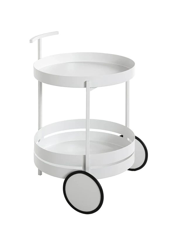 HAKU Möbel Trolley White, Metal - Size: H 62 cm X Ø 42 cm, Style: Modern