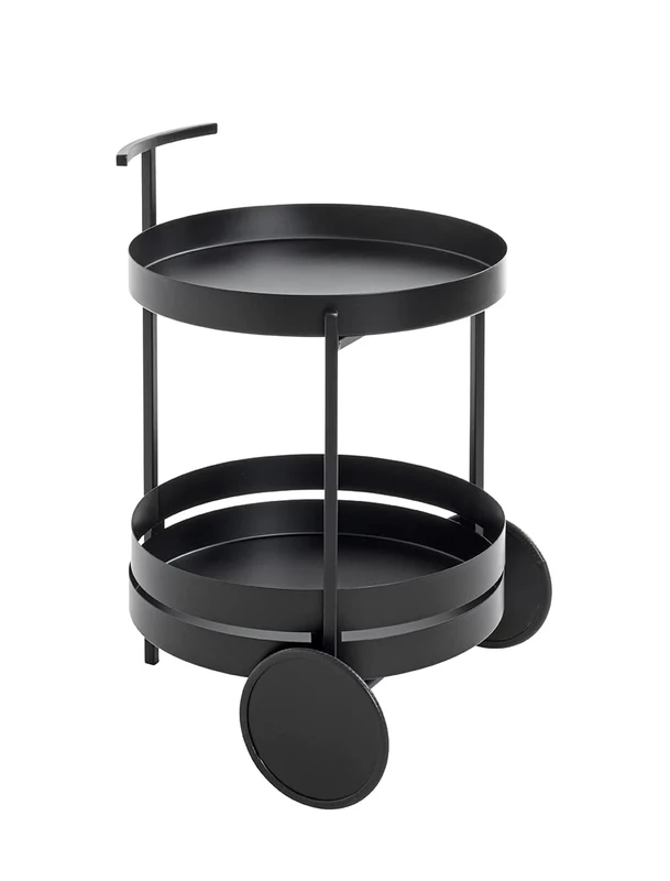 HAKU Möbel Trolley Black, Metal - Size: H 62 cm X Ø 42 cm, Style: Modern