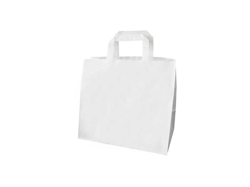 Carte Dozio - Kraft shopper with square bottom, white color, flat handle, f.to cm 26+17x25, cf 250 pcs