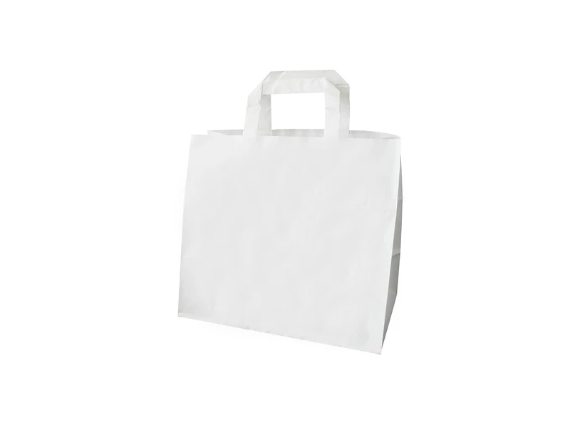 Carte Dozio - Kraft shopper with square bottom, white color, flat handle, f.to cm 32+17x27, cf 250 pcs