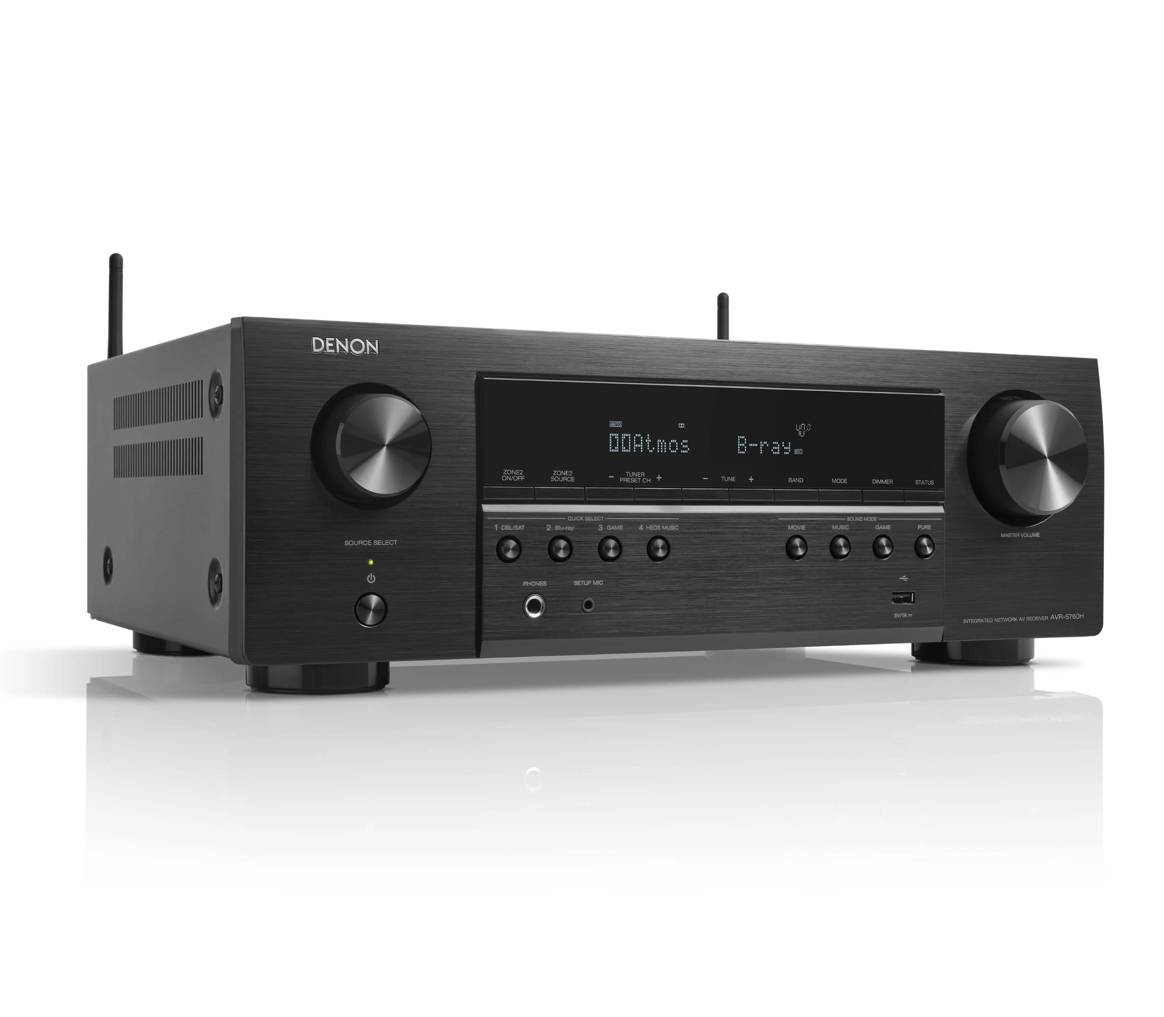 Denon AVR-S760H 7.2ch 8K AV receiver with Dolby Atmos, Dolby Atmos Height Virtualization, DTS:X and DTS Virtual:X, Voice Control and HEOS Built-in Multiroom Audio Technology