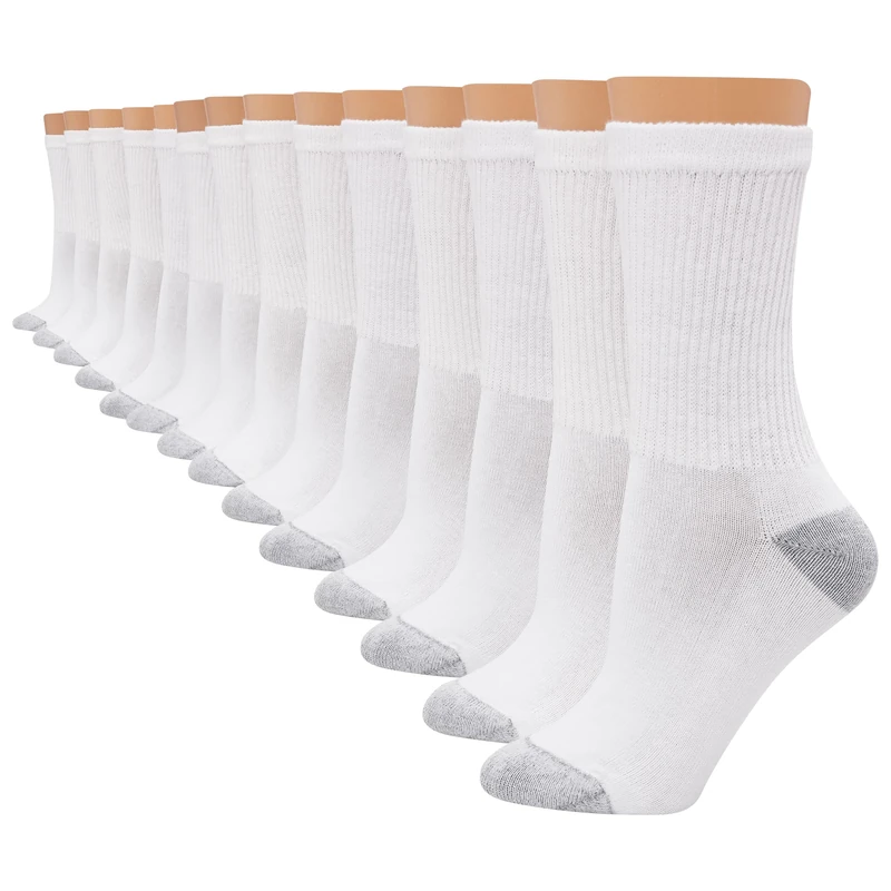 Hanes Women's Value, Crew Soft Moisture-Wicking Socks, Available in 10 and 14-Packs, White-14, 7-11 UK (Pack of 14)
