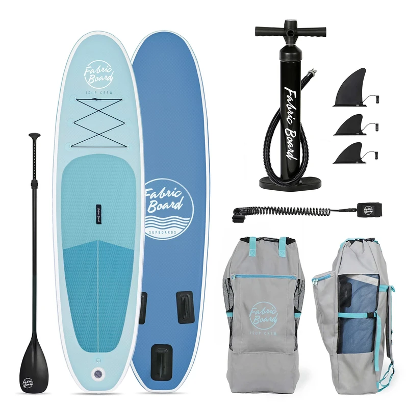 FabricBoard 10' Inflatable Paddle Surf Board 305x77x15cm, Fusion Technology Double Layer 10kg (20% lighter), Accessories Included (Blue Arctic)